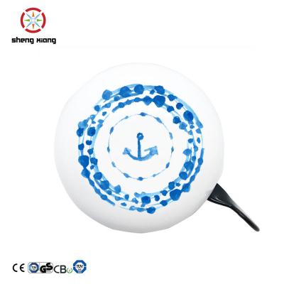 China Blue Metal Sea Bicycle Bells / Jingle Bell Bicycle Bell Printed Outdoor Loud Clear Sound for sale