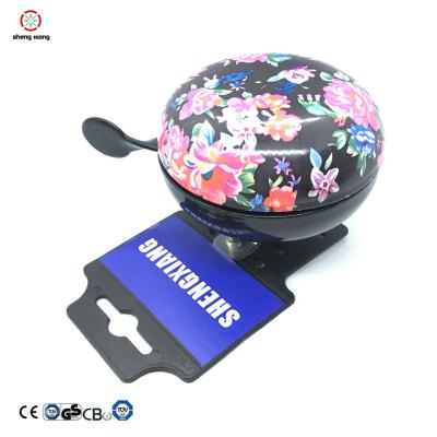 China Metal Jingle Blow Bike Bell 80 In Flower Printing Pass ROHS for sale