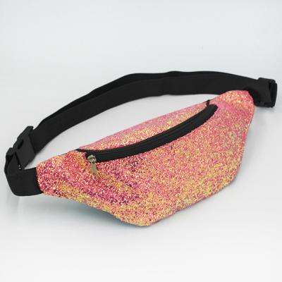 China Fashion Glitter Waist Bag Fanny Pack Reflective Glitter Fanny Pack PU Leather for sale