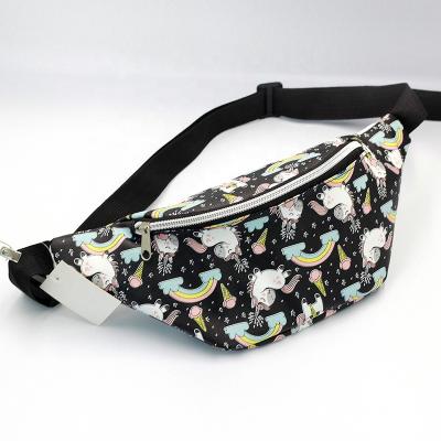 China Water Proof Customize Pattern PU Leather Fashion Waist Bag Unicorn Fanny Pack Waterproof for sale