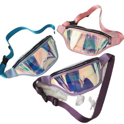 China 2021 Hot Selling Holographic Waist Bag Holographic Laser Reflective Transparent PVC Fanny Pack for sale