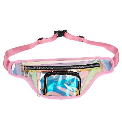 China 2019 Hot Sale Holographic Laser Water Proof Waist Bag Reflective Transparent PU Fanny Pack for sale