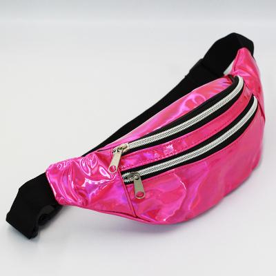 China Fashion Fanny Pack Waist Bag Waterproof Holographic Reflective Hot Pink Running Belt For Ladies for sale