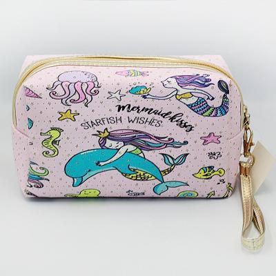 China High Quality PU Leather Makeup Glitter Glitter Cosmetic Bag With Mermaid Pattern For Women for sale