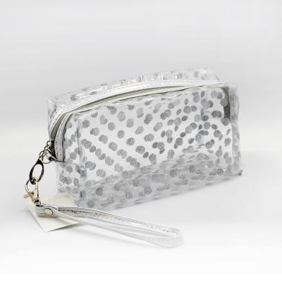 China Hot Sale Fashion Glitter Dot Makeup Bag PVC Clear Clear Cosmetic Waterproof Handbag for sale