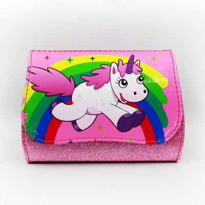 China Fashion PU Girls Shoulder Bag PU Leather Little Unicorn Kids Mini Messenger Bag Glitter Handbag for sale