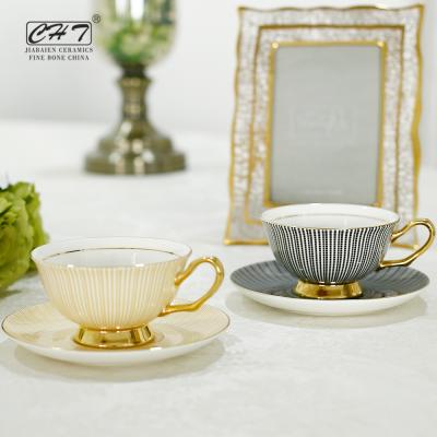 China Chaozhou sustainable factory hot sale fine bone china tea cup and saucer with high quality for sale