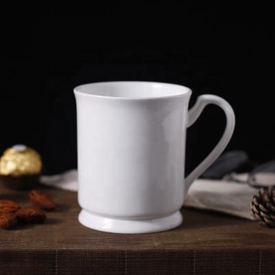 China Cheap Simple White Glossy Bone China Mugs Viable Promotional Gift Coffee Mug Set New for sale