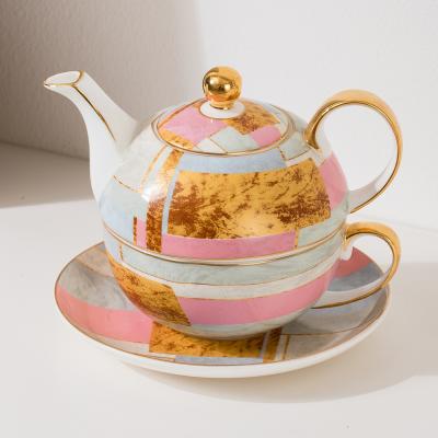 China Sustainable Modern Style Afternoon Tea Set Pot Customize Ceramic Teapot Cup Set Bone China Teapot Tea For A Set for sale