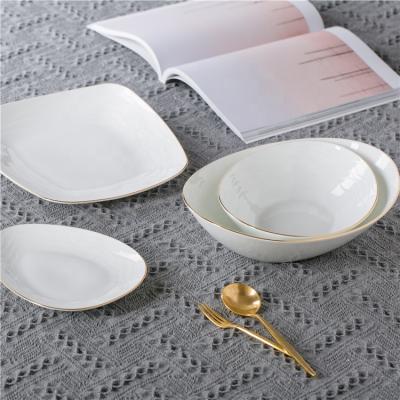 China New Design Sustainable Full White Color Rose Texture Luxury Bone China Dish Set Cheap Dinner Sets for sale