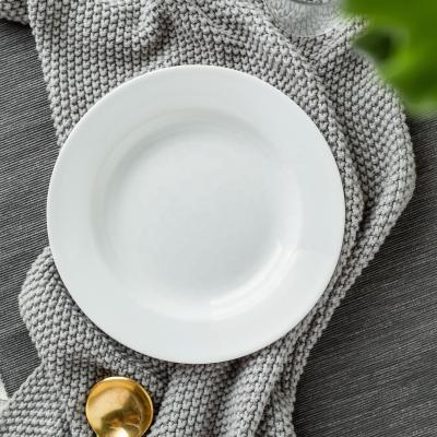 China Viable Modern Cheap Dinnerware Appetizer Dish , Soup Dishes 8 Inch Bone Round White Dishes for sale