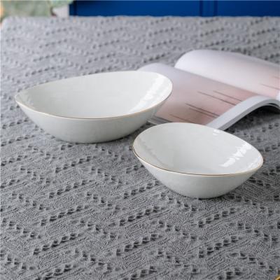 China Sustainable Oval Shape Daily Used Decorative Soup Serving Bowls Modern White Salald Bowl For Restaurant for sale