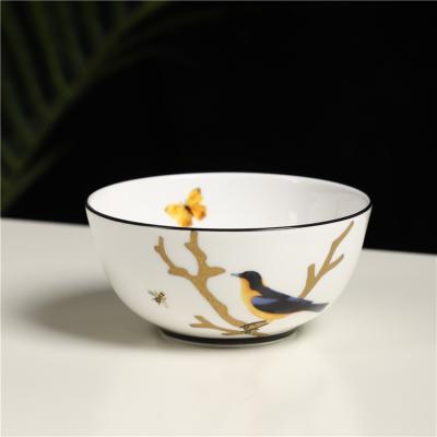 China Different Size Viable Custom Made Round 6 Inch Fine Fine Bone China Soup / Rice Bowls Bowl Set for sale