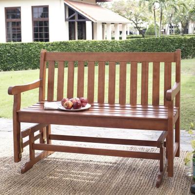 China OEM Benches 2-Person Outdoor Natural Solid Wood Color Patio Glider for sale