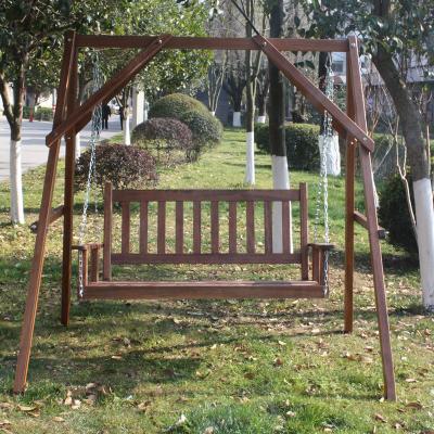 China Outdoor Porch Solid Wood Hanging Wooden Swing Chair for sale