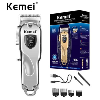 China Kemei KM-2010 Commercial Professional Hair Trimmer Barber 4 Lever Blade Adjustment Cordless LCD Display Beard Trimmer for sale