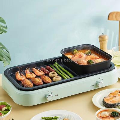 China Household Multi-Function Electric Grill Barbecue Grill Large And Pan Amazon Hot Sale Indoor Smokeless Electric Pot Cooker Table Grill for sale