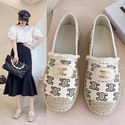 China Summer Breathable Wholesale Korean Cane Spring Brand Fashion Flat Boat Rubber Bottom Shoes For Women for sale