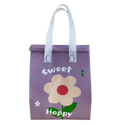 China Eco Friendly Recyclable Custom Nonwoven Drawstring Logo Printed Holiday Party Gift Flowers Pattern Nonwoven Birthday Gift Bag for sale