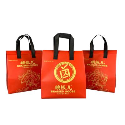 China Recyclable High Quality Restaurant Use Thermal Insulation Leakproof Bag With Custom Printed Pattern For Food Delivery for sale