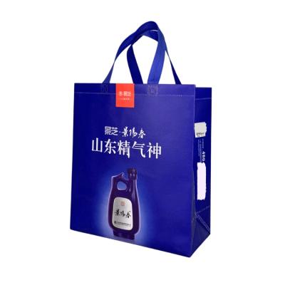 China Recyclable Reusable Materials Foldable Customized Simple Nonwoven Eco-Friendly Bottle Wine Shopping Bag With Extended Handle for sale