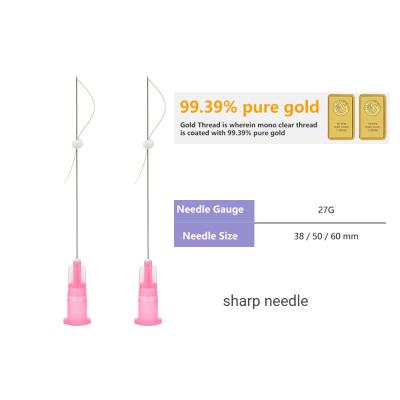 China Beauty Salon Skin Implant Materials 27g 38mm Long Lasting Gold Bleaching Absorbable 99% Pure Wire For Face for sale