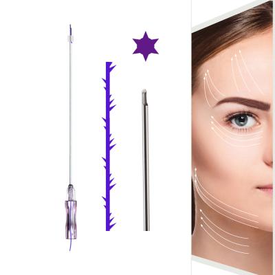 China Face.Breast wrinkle removal 18g 60mm tooth 6D L type needle beauty use Pdo wire lifting lift Korea for sale