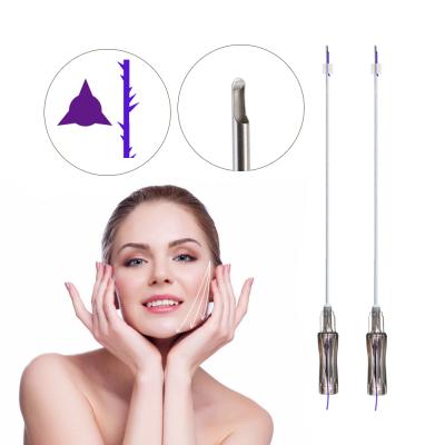 China Face.Breast Products 19G Popular Line L Type 100mm 3D Barbed Tooth Pdo V Needle For Face for sale