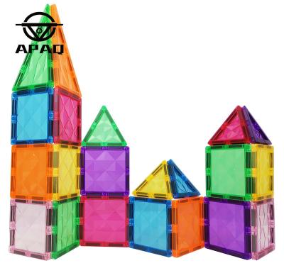 China APAQ magnetic plastic building block educational 3d rod diy magnetic building tiles toy for kids for sale