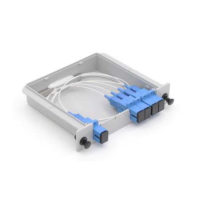 China FTTH SC/APC Insert Cassette PLC Splitter 1 x 4, 1M G657A1 OD 2.0mm or 3.0mm 1x4 for sale