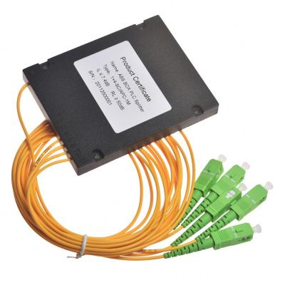 China FTTH 1X4 SC/APC ABS Box PLC Splitter, 1M G657A1, OD: 2.0 mm or 3.0 mm 1x2 ABS Box for sale