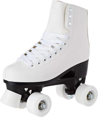 China Synthetic White PVC Leather+velvet Quad Roller Skates With PU Wheels And Brake for sale