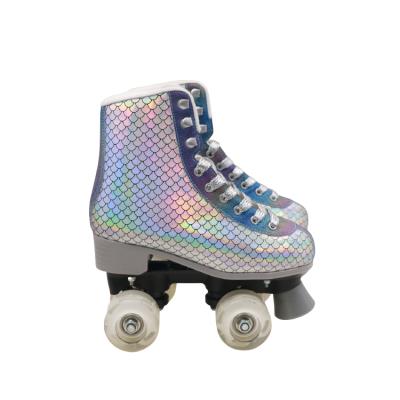 China Synthetic Leather+velvet Exquisite Workmanship Cost Effective Sneakers Quad Floral Roller Skates for sale