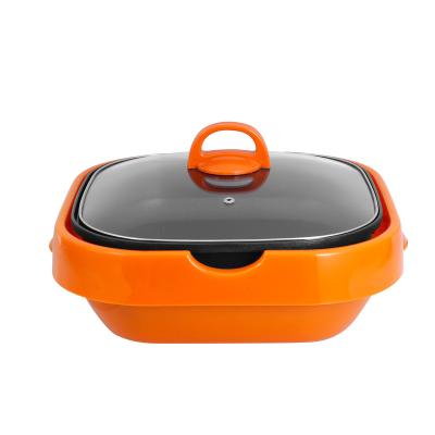 China Family BBQ 30x30cm Factory Die Cast Aluminum Removable Electric Frying Pan With Lids for sale