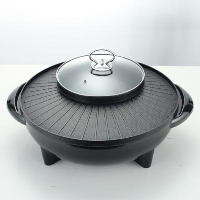 China Outdoor indoor BBQ mini smokeless barbecue electric grill with hot pot for sale