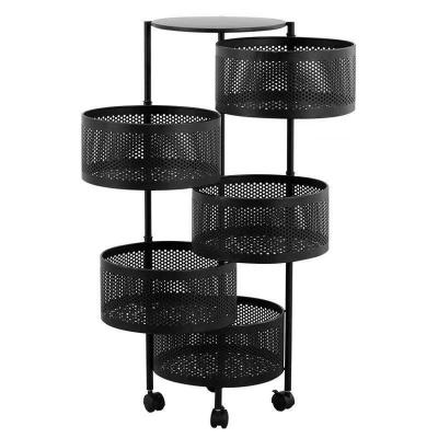 China Eco-friendly Material Multi-functional Rack Trolley Large Capacity Pulley Storage Basket Storage Rotating Rack for sale