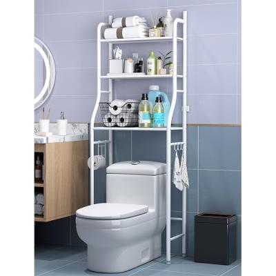 China Sustainable Hot Selling Three-Layer Black Metal Space Saving Toilet Shelf With Toilet Shelf Organizer for sale