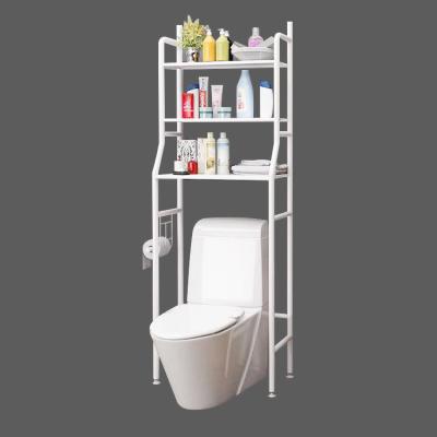 China Sustainable Hot Sale Three-Layer White Metal Toilet Space Saving Shelf With Toilet Shelf Organizer for sale