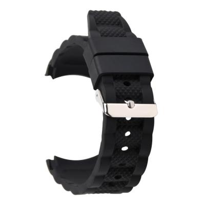 China Mens Curved Watch Straps Adjustable Silicone Rubber Watch Band For Heavy Watch for sale