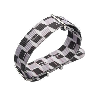 China Nato Style Nylon Strap Watch Bands , 20mm Lady Watch Strap Print Pattern for sale