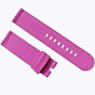 China faixa de relógio da correia da lona de 24mm, laços Rose Red Watch Band de pano à venda