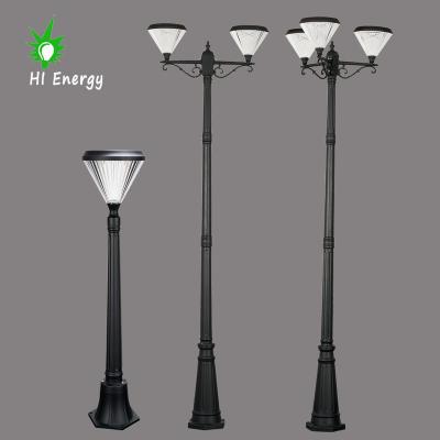 China Outdoor Garden HiEnergy Fence Solar Lamp Post Top Led Light For Garden With Pole for sale