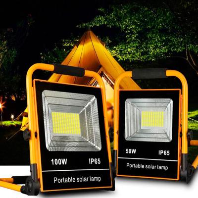 China Foldable U Shape Bracket 100W Solar Emergency Flood Light Chargeable For Outdoor Use for sale