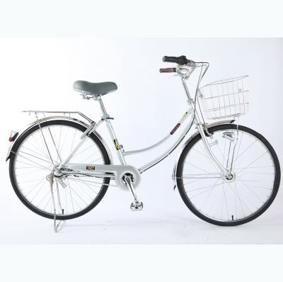 China SS Stainless Steel City Bike 3 Speed ​​Shimano Hub Gear Stainless Steel Bike With LED Light Lock For Women OEM Roller Brake Lady City Bike for sale