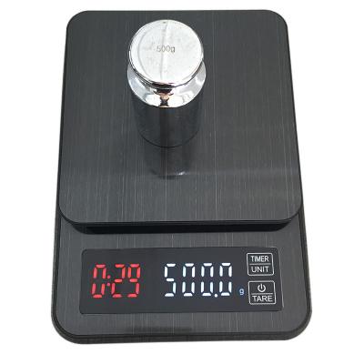 China With Kitchen Electronic Digital Scale Coffee Timer Scale Tray USB Stainless Steel 5kg LED Display Electronic Digital Scale for sale