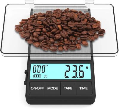 China With Tray 1000g 0.1g Mini Coffee Scale Pocket Personal Scale Electronic Timer Digital Espresso Coffee Scale Kitchen for sale