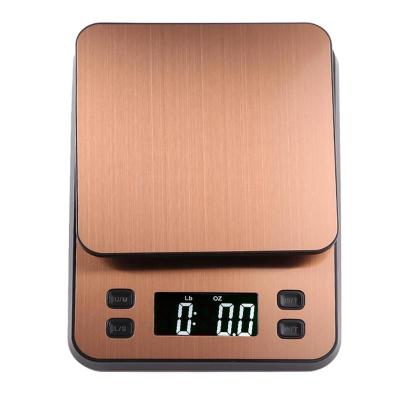 China Weight Measuring Stainless Steel LED Digital Food Kitchen Scale Timer Coffee Scale Home Kitchen Bar Cooking Baking Scale for sale