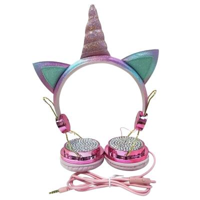 China New Kin For Children School Student Original KH3 Headband Headphone Cat Ear Wired Kids Unicorn Child Earphone for sale