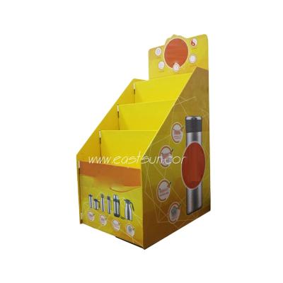 China Custom Four Tiers Recyclable Paper Types Thermos Mug Cardboard Retail Display Stand for sale