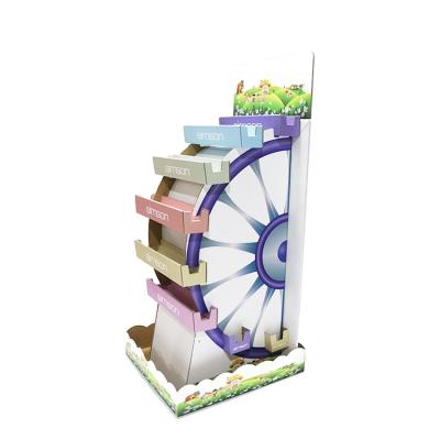 China Recyclable Paper Supermarket Cardboard Shelves Craft Display Box Stackable Attractive Paper Display Stand for sale